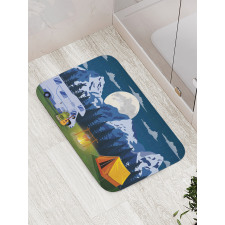 Camping in the Woods at Night Bath Mat