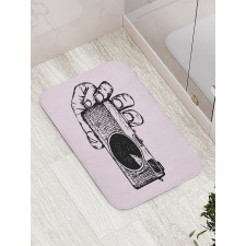 Sketch Style Camera Doodle Bath Mat