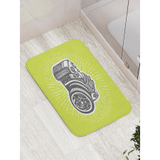 Sketch Style Camera Design Bath Mat