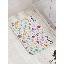 Squares with Letters Kids Bath Mat