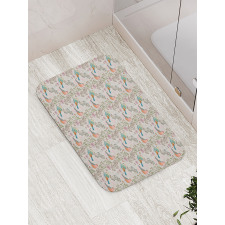 Birds and Flowering Branches Bath Mat