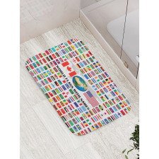 World Flags with Names Bath Mat