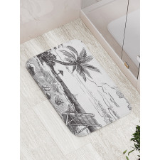Beach Sketch with Chair Tree Bath Mat