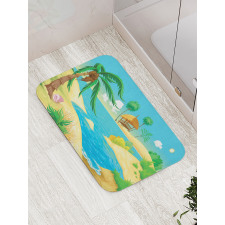 Beach View Cartoon Design Bath Mat