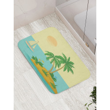 Tropical Palm Tree and Boat Bath Mat