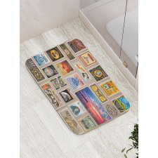 Traveler Tourist Stamps Bath Mat