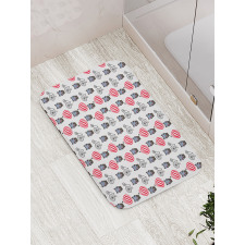 Sad Animal with Balloon Retro Bath Mat