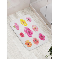 Pink Yellow Flowers Bath Mat