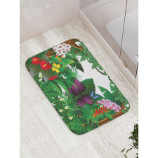 Blooming Flowers Butterflies Bath Mat