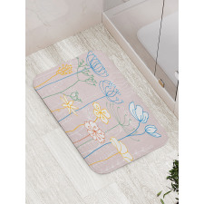 Flowers with Colorful Stems Bath Mat
