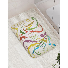 Bird in Retro Tones Bath Mat