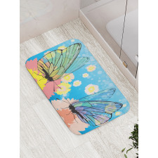 Butterflies on Flowers Bath Mat