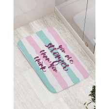 Watercolor Stripes Typography Bath Mat