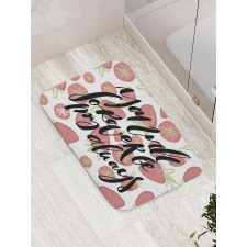 Strawberries Romantic Words Bath Mat