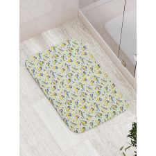 Pine Cones and Leaves Doodle Bath Mat