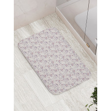 Blossom Pattern on Off White Bath Mat