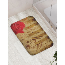 Romantic Rose Musical Notes Bath Mat