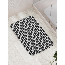 Black and White Fish Pattern Bath Mat