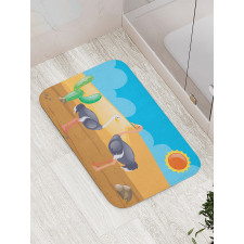 Wild Birds on Desert Cactus Bath Mat