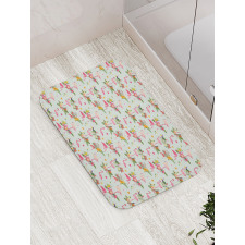 Exotic Flamingo Foliage Art Bath Mat