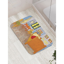 Painting of Room Interior Bath Mat