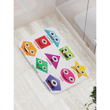 Shapes with Funny Faces Bath Mat