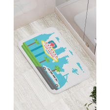 Cartoon Limo City Sign Bath Mat