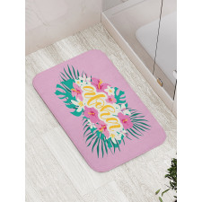 Exotic Flowers Palm Leaves Bath Mat