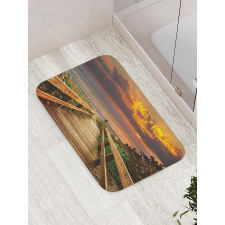 Wooden Pier Sunset Beach Bath Mat