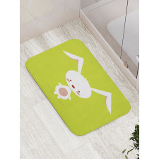 Cartoon Character on Green Bath Mat