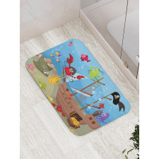 Ship Underwater Animals Bath Mat