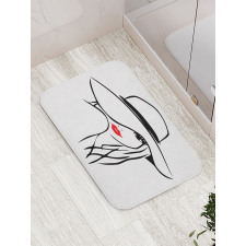 Girl Wearing a Big Floppy Hat Bath Mat