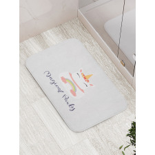 Unicorn Cake Cursive Words Bath Mat