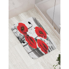 Grunge Brush Flowers Bath Mat