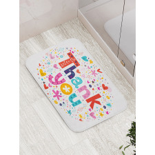 Happy Floral Hearts Stars Bath Mat