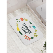 Typography Floral Wreath Bath Mat