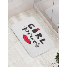 Lipstick in Text Design Bath Mat