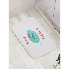 Earth with a Coffee Cup Bath Mat