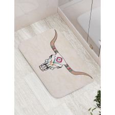 Tribal Bull Skull Folkloric Bath Mat