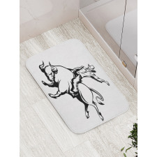 Cowboy Riding a Wild Bull Bath Mat