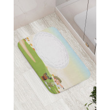 Little Boy Hitting the Ball Bath Mat