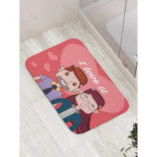 Cartoon Style Valentine's Day Bath Mat