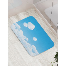 Lantern Floating Away in Sky Bath Mat