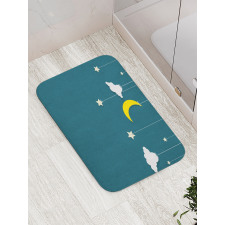 Moon Stars Hanging on Threads Bath Mat