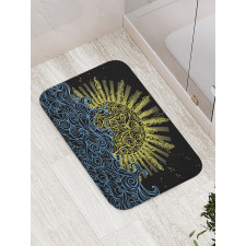 Wavy Ocean Summer Sky Motif Bath Mat