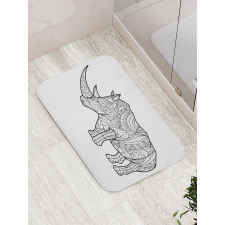 Animal Sketch with Flowers Bath Mat