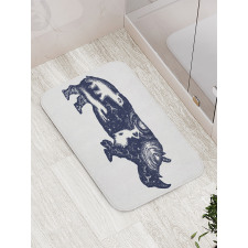 Woman and Animal Motifs Spots Bath Mat