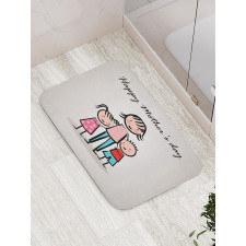 Cartoon Son and Daughter Bath Mat