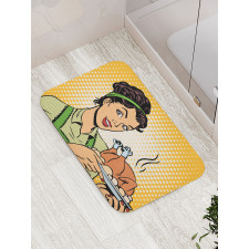 Woman with Cooked Chicken Bath Mat