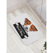 Dog Holding a Sign Bath Mat